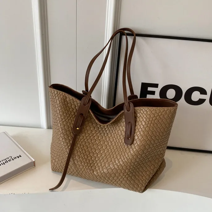 Women Fashion Casual Solid Color Large Capacity Portable Tote Bag