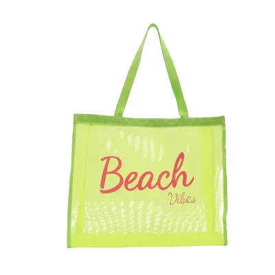 Women Fashion Casual Letter Printed Transparent Gauze Net Large Capacity Tote Bag