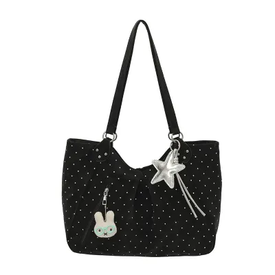 Women Fashion Casual Polka Dot Print Large Capacity Tote Bag