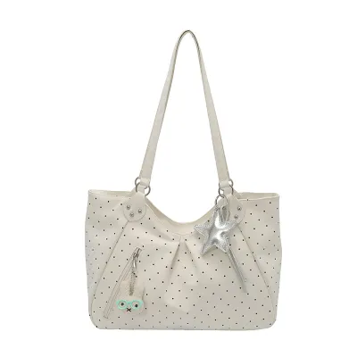 Women Fashion Casual Polka Dot Print Large Capacity Tote Bag