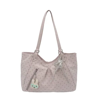 Women Fashion Casual Polka Dot Print Large Capacity Tote Bag