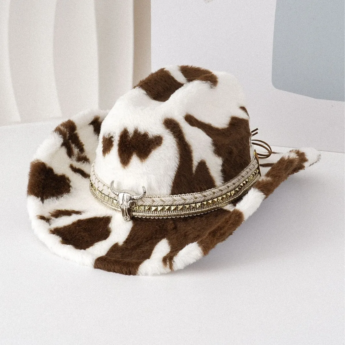 Women Fashion Casual Autumn And Winter Leopard Plush Warm Cowboy Hat