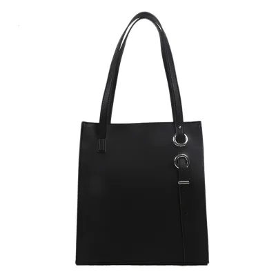 Women Fashion Casual Solid Color Soft Leather Portable Tote Bag