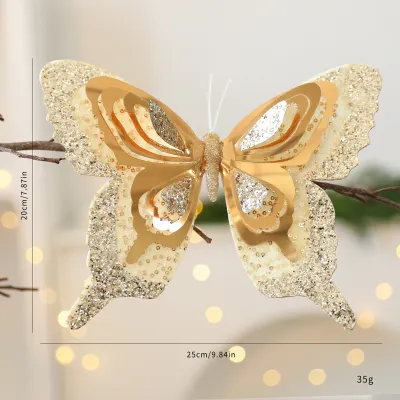 Christmas Simulation Sequins Butterfly Ornaments Tree Decoration
