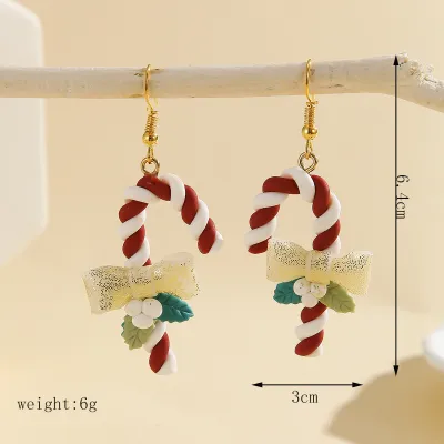Christmas Women Fashion Handmade Polymer Clay Red Santa Claus Earrings