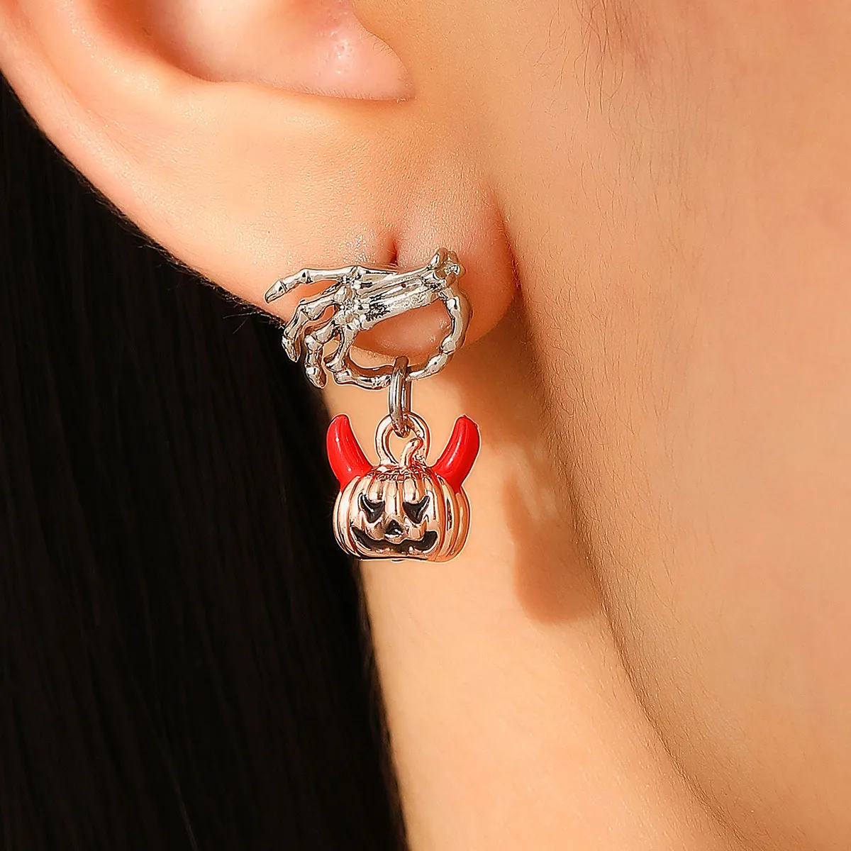 Halloween Women Fashioni Design Ghost Hand Pumpkin Head Earrings