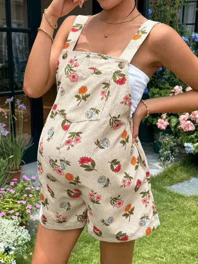 Pregnant Women'S Fashion Casual Printed Adjustable Rompers