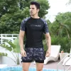 Grey Short Sleeve Top Swimming Trunks