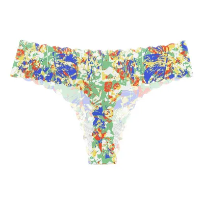 Women Fashion Sexy Printed Invisible Wave Edge Breathable Low Waist Thongs