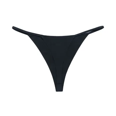 Women Fashion Sexy Simple Solid Color Invisible Breathable Ice Silk Low Waist Thongs