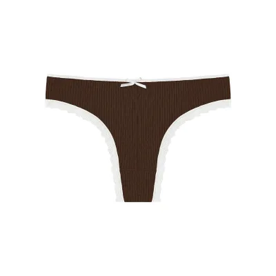 Women Fashion Sexy Solid Color Thread Cotton Low Waist Traceless Thong