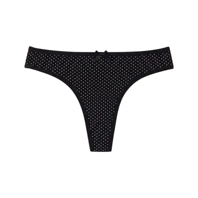 Women Fashion Sexy Solid Color Cotton Hollow-Out Low Waist Seamless Thong