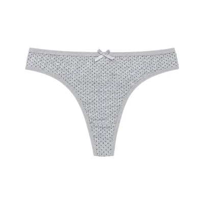 Women Fashion Sexy Solid Color Cotton Hollow-Out Low Waist Seamless Thong