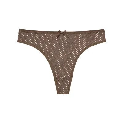 Women Fashion Sexy Solid Color Cotton Hollow-Out Low Waist Seamless Thong