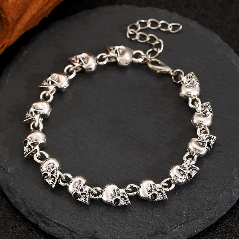 Halloween Men'S Fashion Punk Skull Metal Bracelet