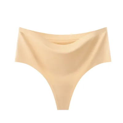 Women Fashion Sexy Traceless High-Waist Breathable Ice Silk Thong