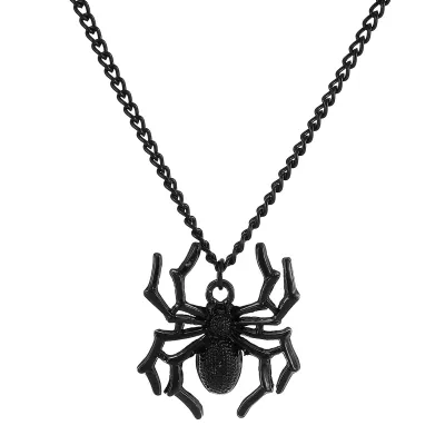 Halloween Women Fashion Simple Spider Pendant Punk Three-Dimensional Insect Necklace