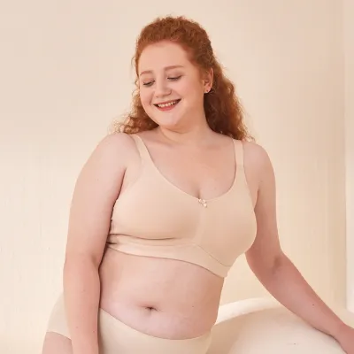 Women Fashion Sexy Plus Size Solid Color No Steel Ring Bra