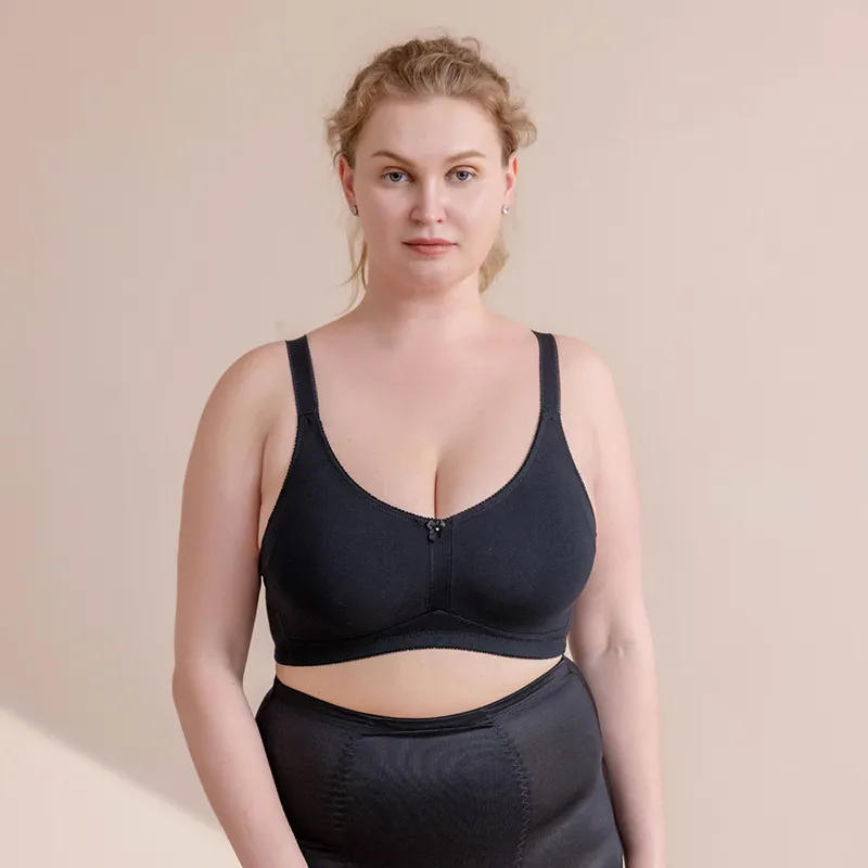 Women Fashion Sexy Plus Size Solid Color No Steel Ring Bra