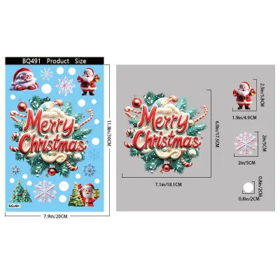 Christmas Decorations Gingerbread Man Snowman Snowflake Glass Electrostatic Sticker