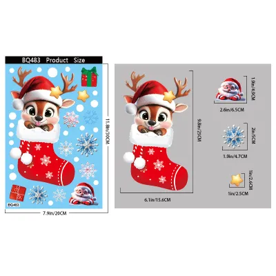 Christmas Decorations Gingerbread Man Snowman Snowflake Glass Electrostatic Sticker