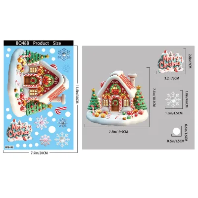 Christmas Decorations Gingerbread Man Snowman Snowflake Glass Electrostatic Sticker