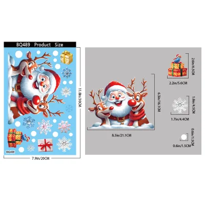 Christmas Decorations Gingerbread Man Snowman Snowflake Glass Electrostatic Sticker