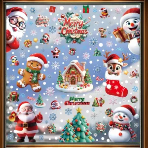 Christmas Decorations Gingerbread Man Snowman Snowflake Glass Electrostatic Sticker