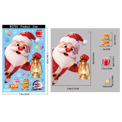 Christmas Decorations Elk Snowman Snowflake Glass Electrostatic Stickers