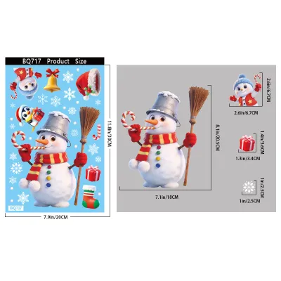 Christmas Decorations Elk Snowman Snowflake Glass Electrostatic Stickers