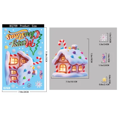 Christmas Decorations Elk Snowman Snowflake Glass Electrostatic Stickers
