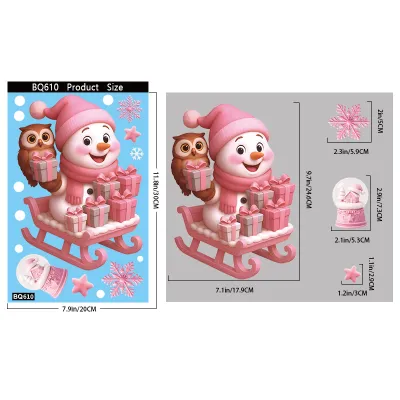 Christmas Fashion Creative Decorations Gingerbread Man Santa Claus Glass Electrostatic Stickers