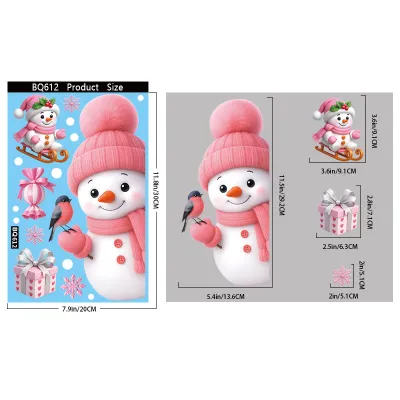 Christmas Fashion Creative Decorations Gingerbread Man Santa Claus Glass Electrostatic Stickers