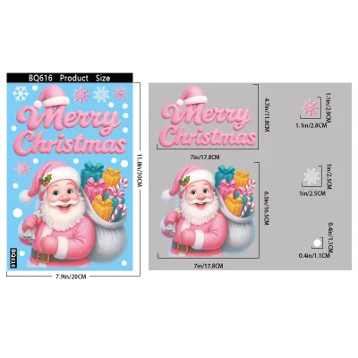 Christmas Fashion Creative Decorations Gingerbread Man Santa Claus Glass Electrostatic Stickers
