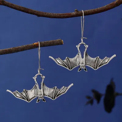 Halloween Women Fashion Retro Creative Gothic Bat Pendant Earrings