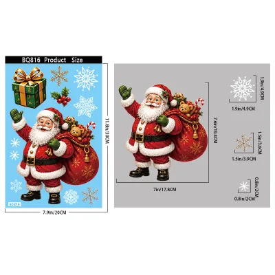Christmas Decorations Window Santa Claus Electrostatic Stickers