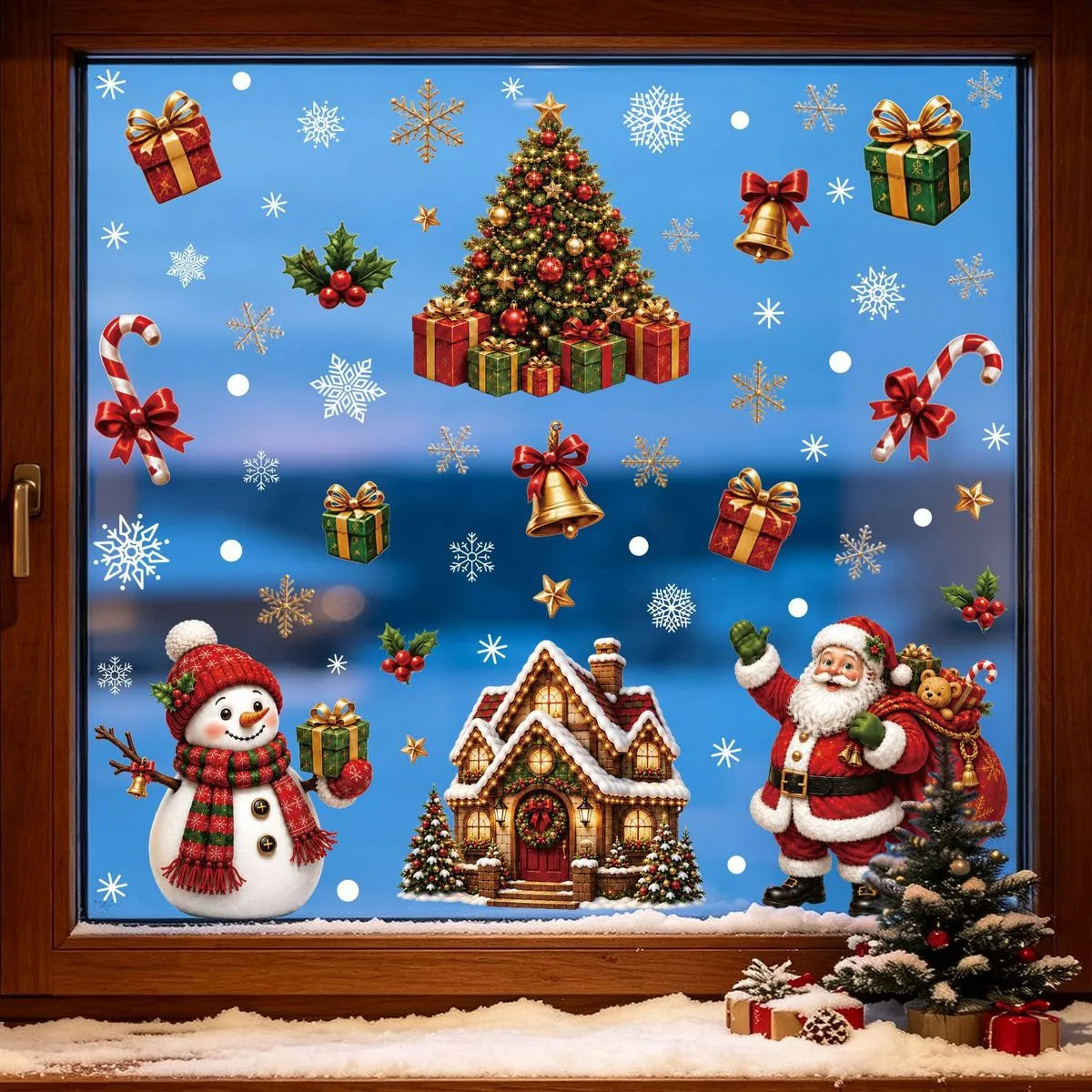 Christmas Decorations Window Santa Claus Electrostatic Stickers