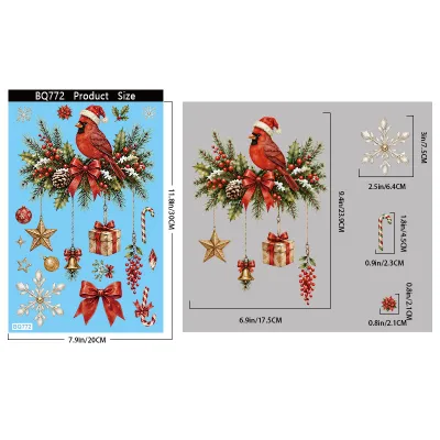 Christmas Fashion Creative Bird Branch Window Stickers Decorations