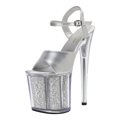 Women Fashion Sexy Solid Color Pole Dancing Peep-Toe Waterproof Platform 20cm High Heels