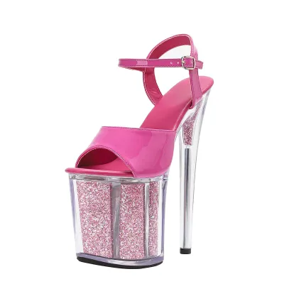 Women Fashion Sexy Solid Color Pole Dancing Peep-Toe Waterproof Platform 20cm High Heels