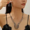 05 Gun Black Necklace Earrings