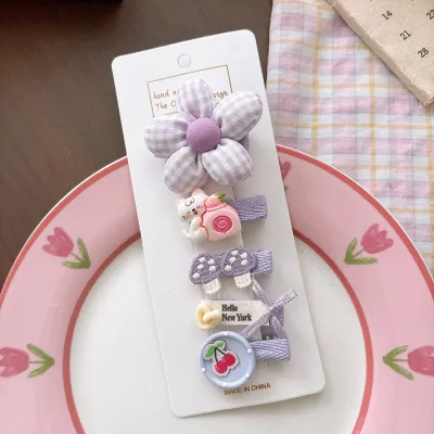 Kids Girls Fashion Cute Cartoon Hairpin 5pcs/Set