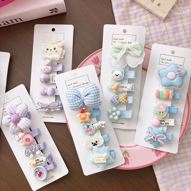 Kids Girls Fashion Cute Cartoon Hairpin 5pcs/Set