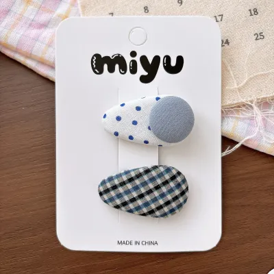 Kids Girls Fashion Sweet Small Fabric Water Drop Hairpin 2pcs/Set