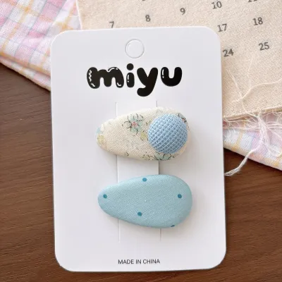 Kids Girls Fashion Sweet Small Fabric Water Drop Hairpin 2pcs/Set