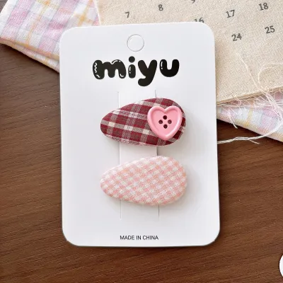 Kids Girls Fashion Sweet Small Fabric Water Drop Hairpin 2pcs/Set