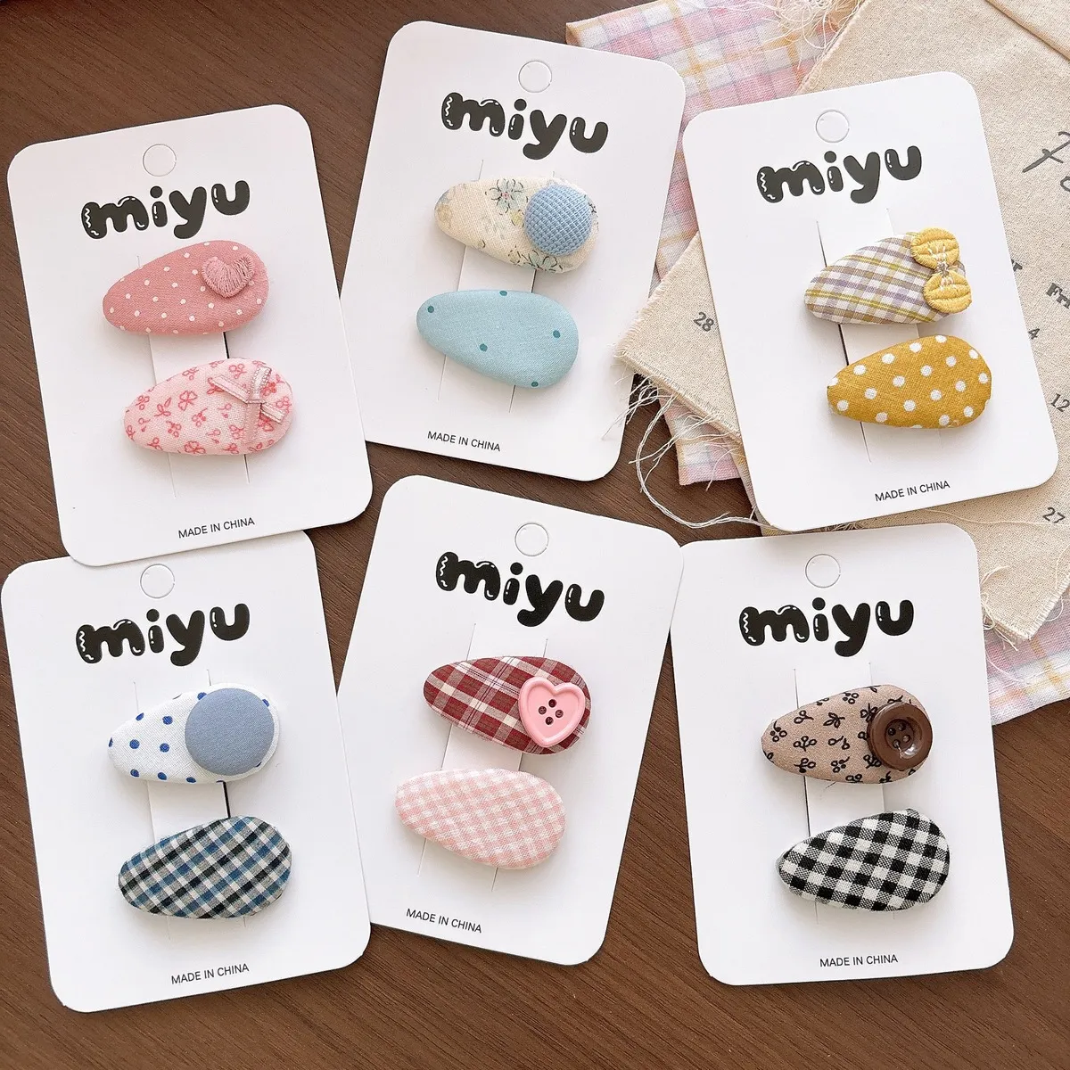 Kids Girls Fashion Sweet Small Fabric Water Drop Hairpin 2pcs/Set