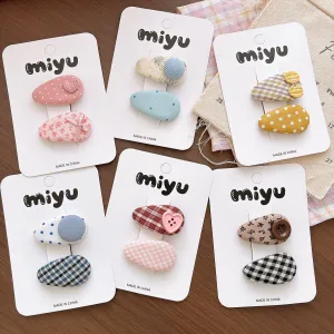 Kids Girls Fashion Sweet Small Fabric Water Drop Hairpin 2pcs/Set