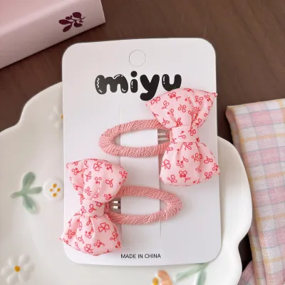 Kids Girls Fashion Sweet Pink Bow Hair Clip 2pcs/Set