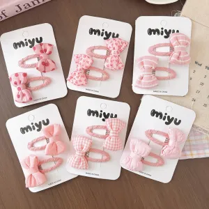 Kids Girls Fashion Sweet Pink Bow Hair Clip 2pcs/Set